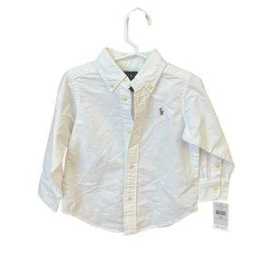 Boys Ralph Lauren White Button Down Toddler Shirt Sz 2T